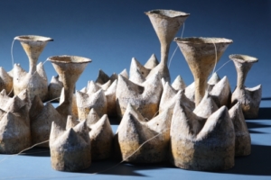 Danielle Bodine Moonscape Mulberry paper and waxed linen 72 x 30 x 9 inches Courtesy of Northwest Designer Craftsmen