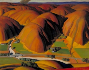 Ross Dickinson, Valley Farms, 1934, oil on canvas, Smithsonian American Art Museum, Transfer from the U.S. Department of Labor